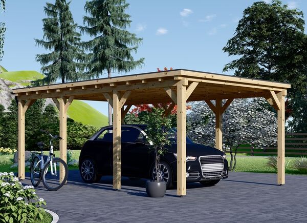 Carport en bois à toit plat MODERN, 3x6 m, 18 m² avp.ui.product_images.thumbnail 1