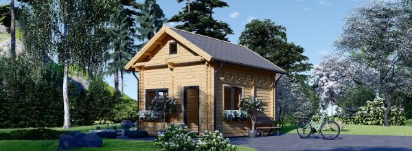 Chalet en bois avec étage AVIGNON (Isolé RE2020, 44+44 mm), 20 m² + 16 m²