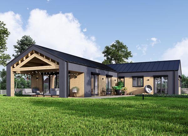 Maison préfabriquée en bois TESSA PV (Isolé RE2020, 44 mm + bardage), 130 m² avp.ui.product_images.thumbnail 1