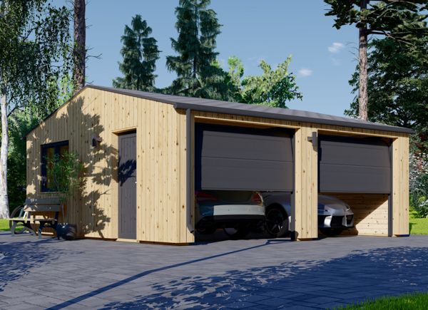 Garage en bois double SILVIA DUO ALT (34 mm + bardage), 6x6 m, 36 m² avp.ui.product_images.thumbnail 1