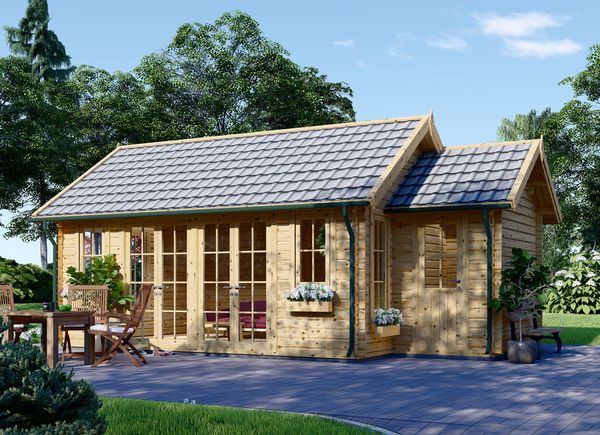 Abri de jardin en bois avec appenti ELLA (44 mm), 7x4 m, 28 m² avp.ui.product_images.thumbnail 1
