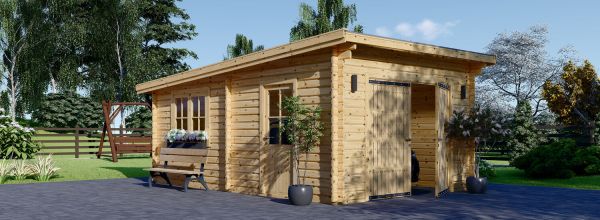 Garage en bois à toit plat MODERN (44 mm), 4x6 m, 24 m²