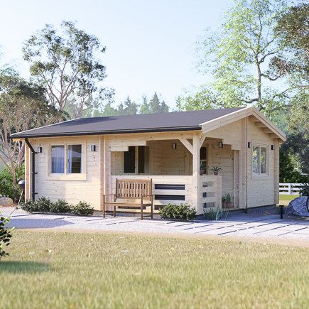 Abri de jardin en bois avec terrasse OLIVIA S (34+34 mm), 6x6 m, 27 m² + 8 m² terrasse avp.ui.product_images.thumbnail 1