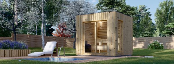 Sauna d'extérieur DELLA (34 mm + bardage), 2,6 x 2,6 m, 5 m²