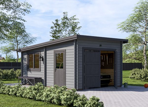 Garage en bois à toit plat MODERN (44 mm), 3.6x5.4 m, 19.9 m² avp.ui.product_images.thumbnail 1