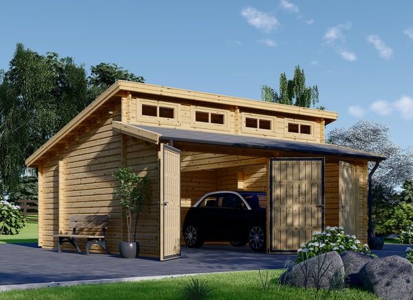 garages en bois a toit plat simple double 15 20 30 40 50 m