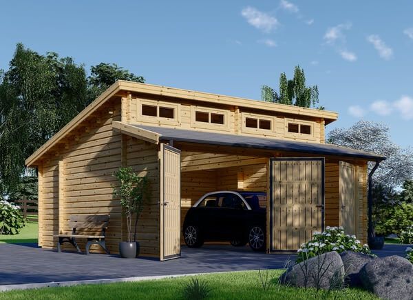 Garage en bois en kit de 50 m²: double ou triple