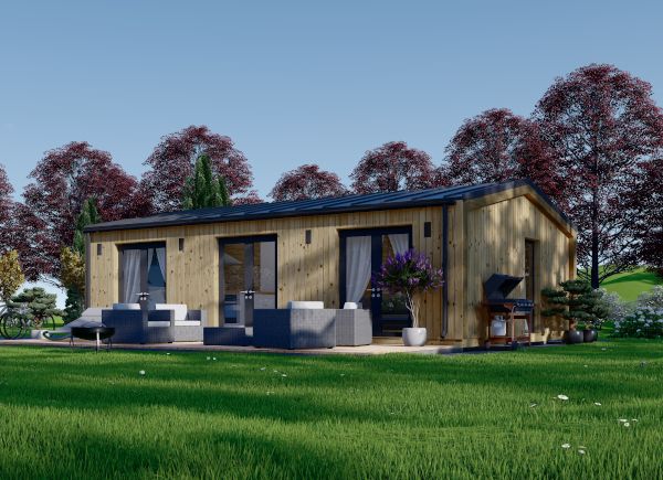 Chalet en bois habitable ANGELA (Isolé RE2020, 44 mm + bardage), 43 m² avp.ui.product_images.thumbnail 1