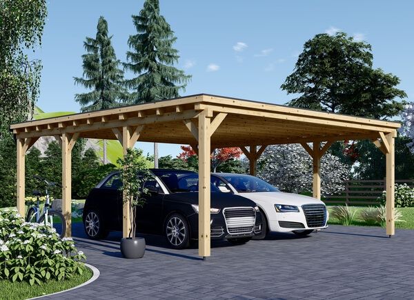 Carport en bois double à toit plat MODERN, 6x6 m, 36 m² avp.ui.product_images.thumbnail 1