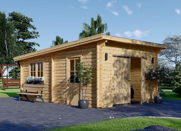Garage en bois à toit plat MODERN (44 mm), 3.6x5.4 m, 19.9 m² avp.ui.product_images.thumbnail 1