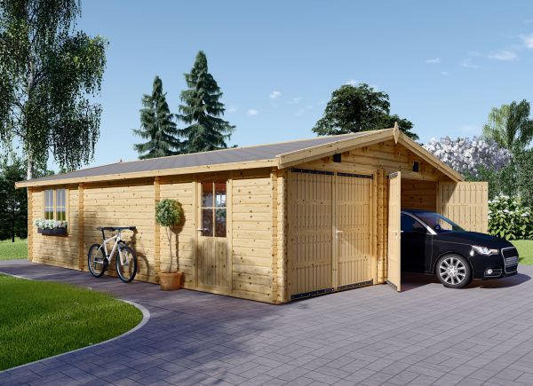 Garage en bois double CLASSIC DUO (44 mm), 6x8 m, 48 m² avp.ui.product_images.thumbnail 1