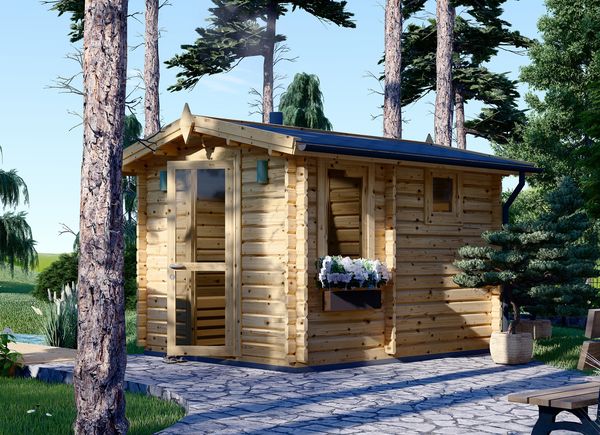 Sauna d'extérieur ELDA (44 mm), 2,5x3,2 m, 8 m² avp.ui.product_images.thumbnail 1