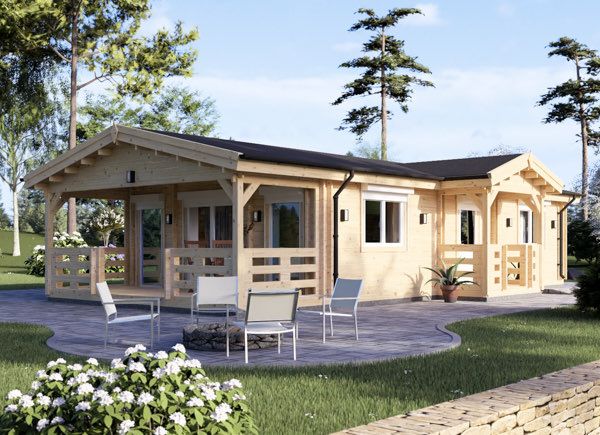 Chalet en bois habitable avec terrasse DONNA S (Isolé RE2020, 44+44 mm), 63 m² + 11.5 m² avp.ui.product_images.thumbnail 1