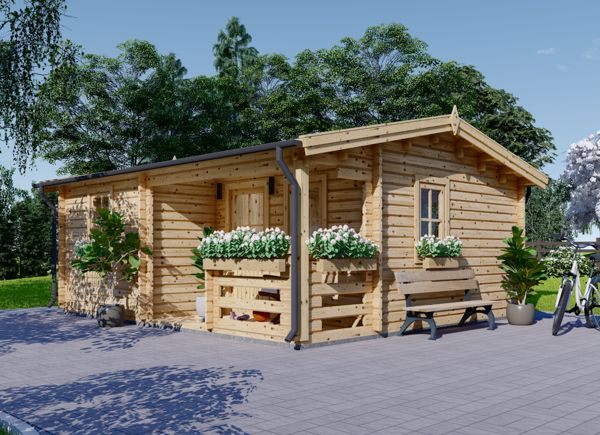 Abri de jardin en bois NANTES (44 mm), 6x4.7 m, 24 m² + 3.5 m² terrasse avp.ui.product_images.thumbnail 1