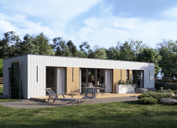 Maison préfabriquée en bois BELLA 1 PV (Isolé RE2020, 44 mm + bardage), 46 m² avp.ui.product_images.thumbnail 1