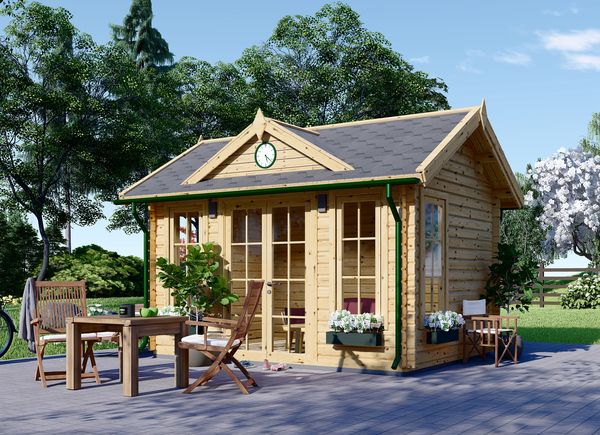 Abri de jardin en bois CLOCKHOUSE (Isolé, 44+44 mm), 4x3 m, 12 m² avp.ui.product_images.thumbnail 1