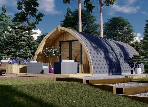 Abri de jardin en bois BRETA avec une chambre à deux lits (44 mm), 4x8 m, 32 m² avp.ui.product_images.thumbnail 1