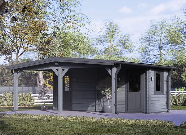 Carport en bois 3x6 m avec abri (44 mm), 2x6 m avp.ui.product_images.thumbnail 1