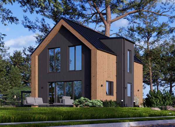 Maison préfabriquée en bois ASTRID PV S (44 mm + bardage), 99 m²  thumbnail 1