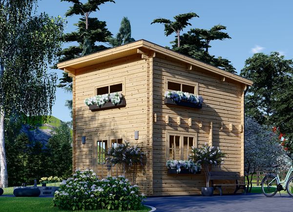 Abri de jardin en bois NANTES (44 mm), 6x4.7 m, 24 m² + 3.5 m² terrasse