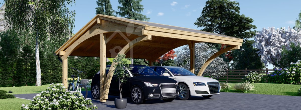 Carport en bois double CORA DUO, m, 35 m²