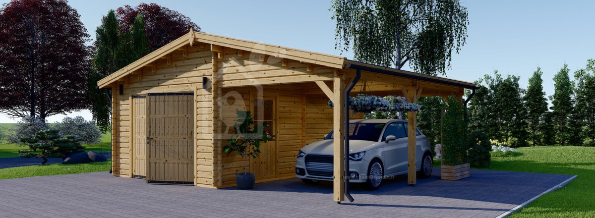 garage en bois avec carport 44 mm 4x6 m 3x6 m carport 40 m