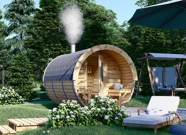 Sauna extérieur en tonneau HELGA 30 (46 mm), 3,0 m, 1,97 m - Sauna de jardin à vendre au Royaume-Uni - Sauna extérieur pour la maison