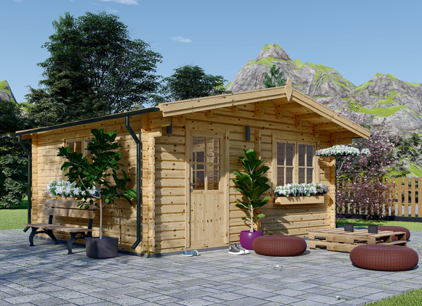 Chalet de jardin en bois - Abri de jardin NINA (Isolé, 34+34 mm), 5x5 m, 25 m²