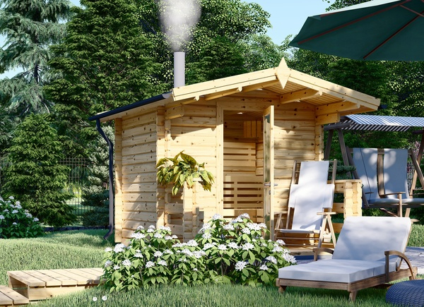Sauna extérieur bois ELDA, 2,5x2,9 m