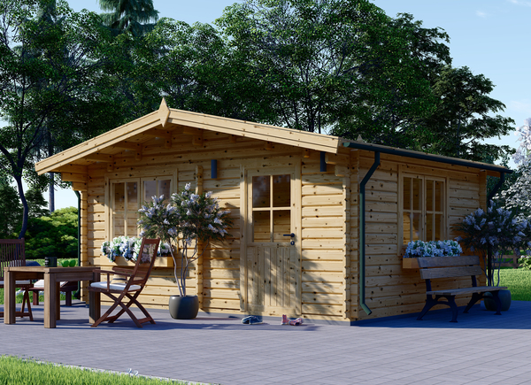 Abri de jardin bois - Chalet de jardin DREUX (Isolé, 44+44 mm), 5x4 m, 20 m²