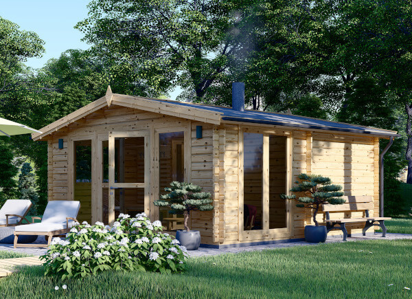 Sauna extérieur bois ELDA, 5x5 m, 25 m² (3 pièces)