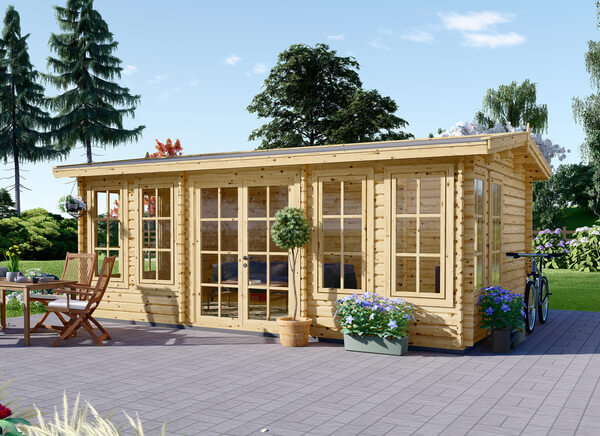 Chalet de jardin en bois - Abri de jardin DEVON (Isolé, 44+44 mm), 24 m²