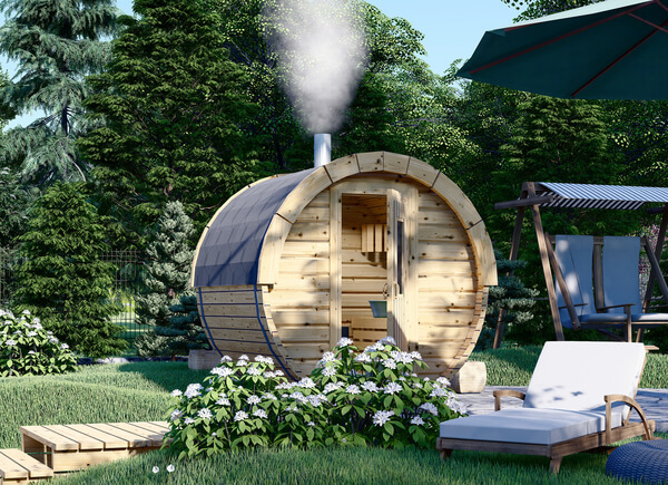 Sauna extérieur en tonneau HELGA 17 (46 mm), 1,7 m, 1,97 m - Sauna de jardin à vendre au Royaume-Uni - Sauna extérieur pour la maison - Sauna
