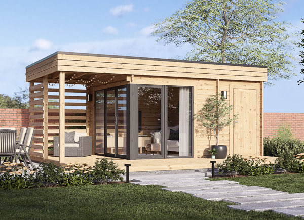 Abri de jardin en bois IDA avec abri (34 mm), 6x3 m, 11 m²