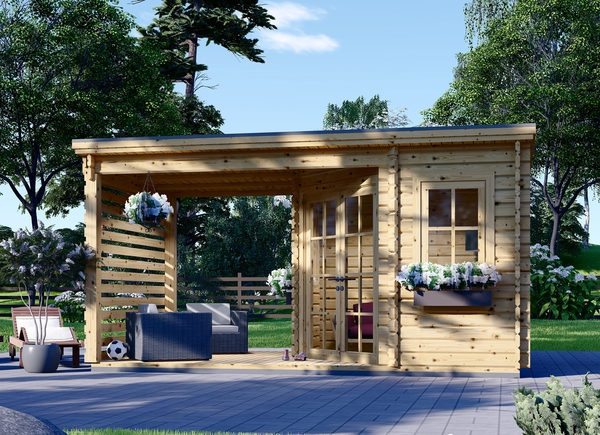 Abri de jardin bois avec auvent AIDA PLUS, 9 m²