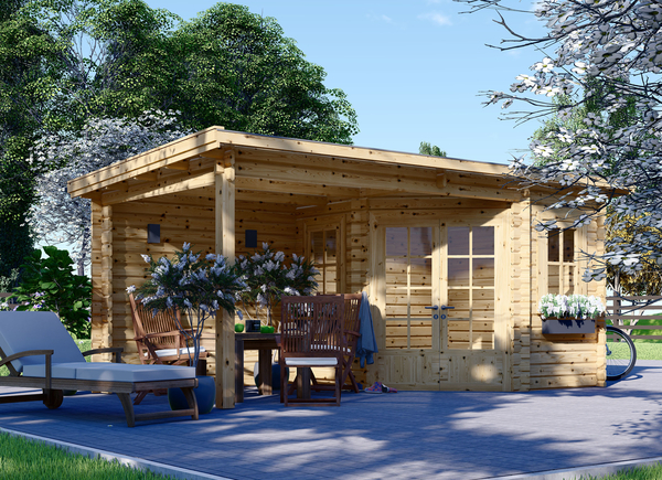 Abri de jardin bois avec auvent KATERINA, 7.5 m²