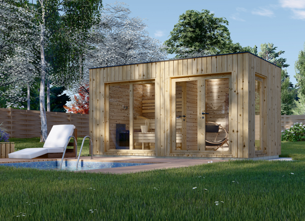 Sauna extérieur bois DELLA, 4,6 x 2,6 m