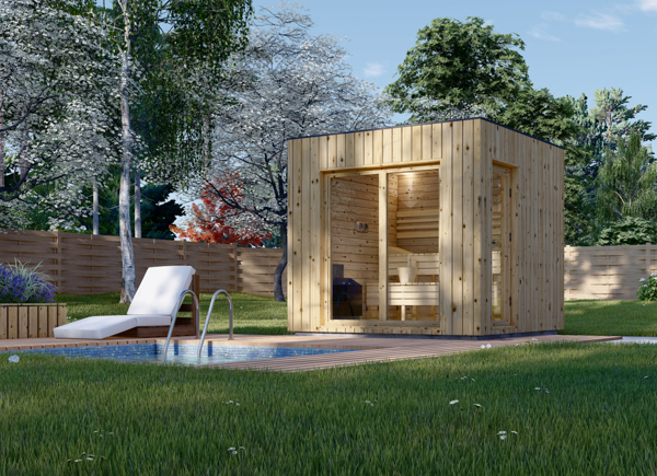 Sauna extérieur bois DELLA, 2,6 x 2,6 m