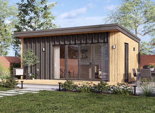 Abri de jardin en bois EVELIN PLUS (Isolé RE2020), 6x3 m, 18 m² - Studio de jardin - Bureau de jardin