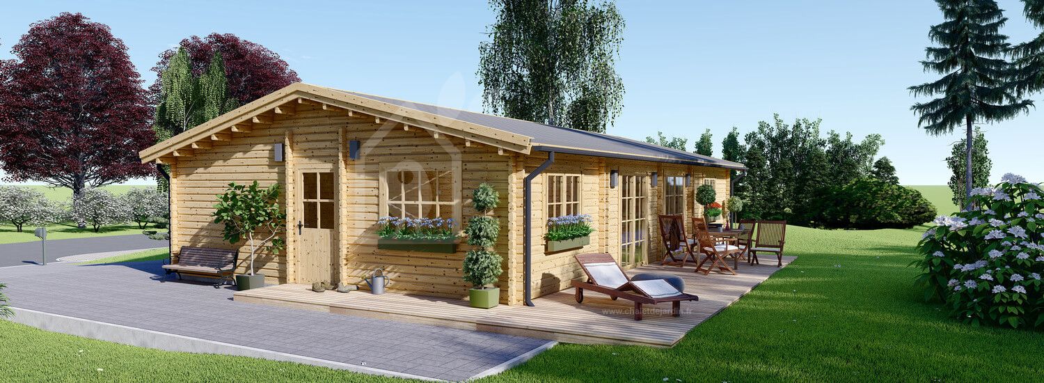 Chalet en bois habitable LIMOGES (Isolé RE2020, 44+44 mm), 103 m² visualization 1