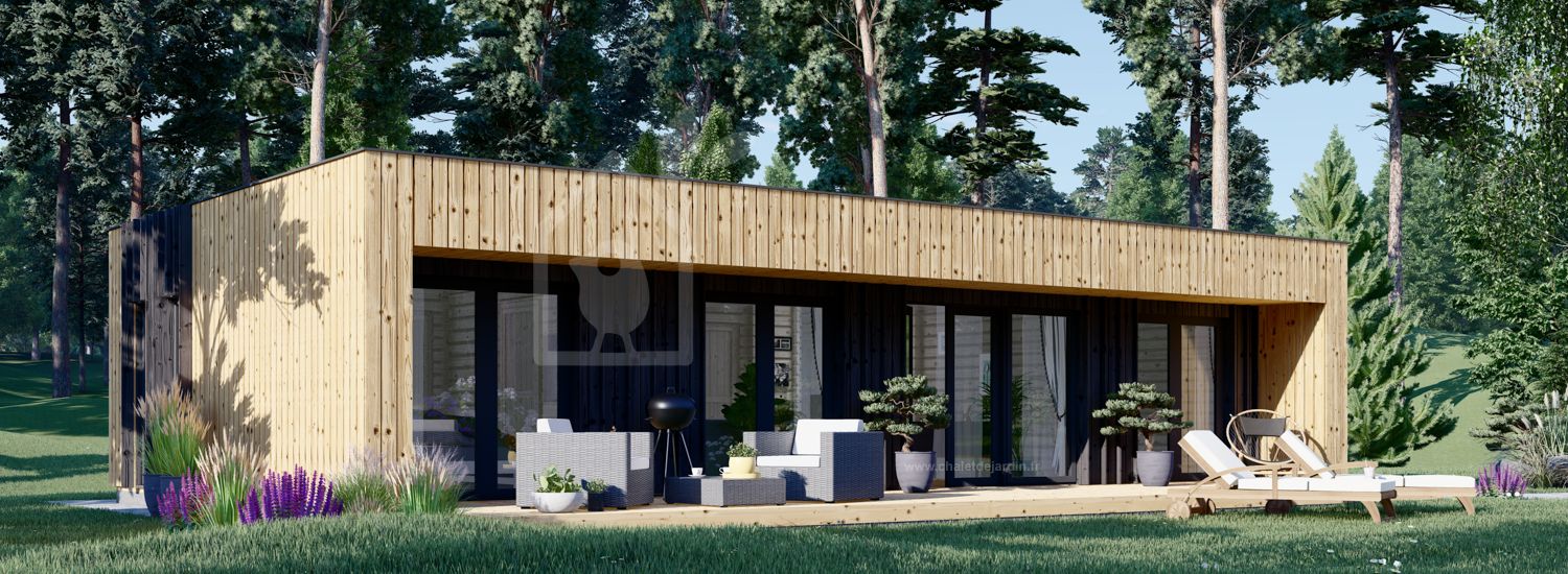 Petite maison en bois KAYA 2 (Isolé RE2020, 44 mm + bardage), 64 m² visualization 1
