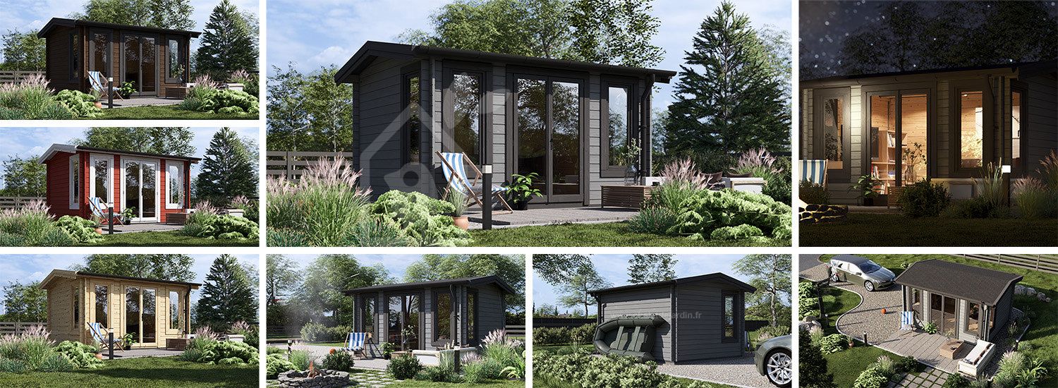 Abri de jardin en bois POOLHOUSE (44 mm), 4x3 m, 12 m² visualization 1