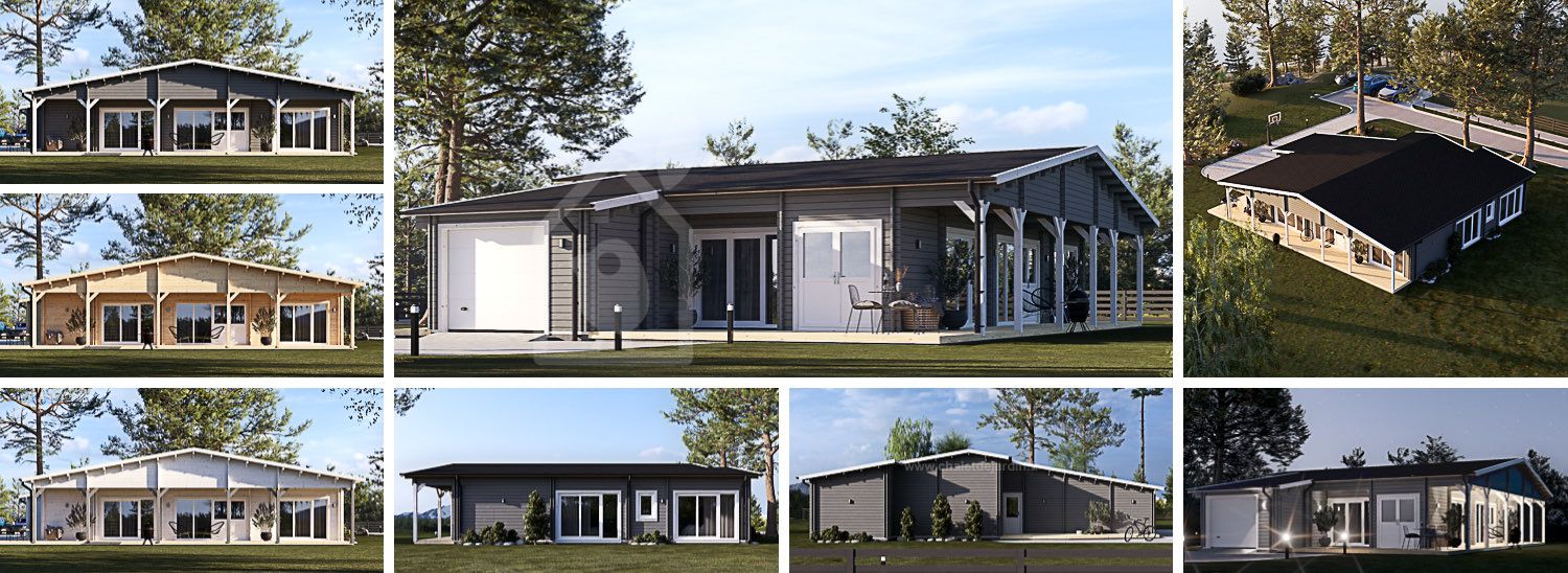 Chalet en bois RIVIERA S (44+44 mm), 130 m² visualization 1