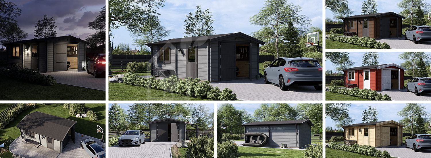 Garage en bois CLASSIC (44 mm), 4x6 m, 24 m² visualization 1
