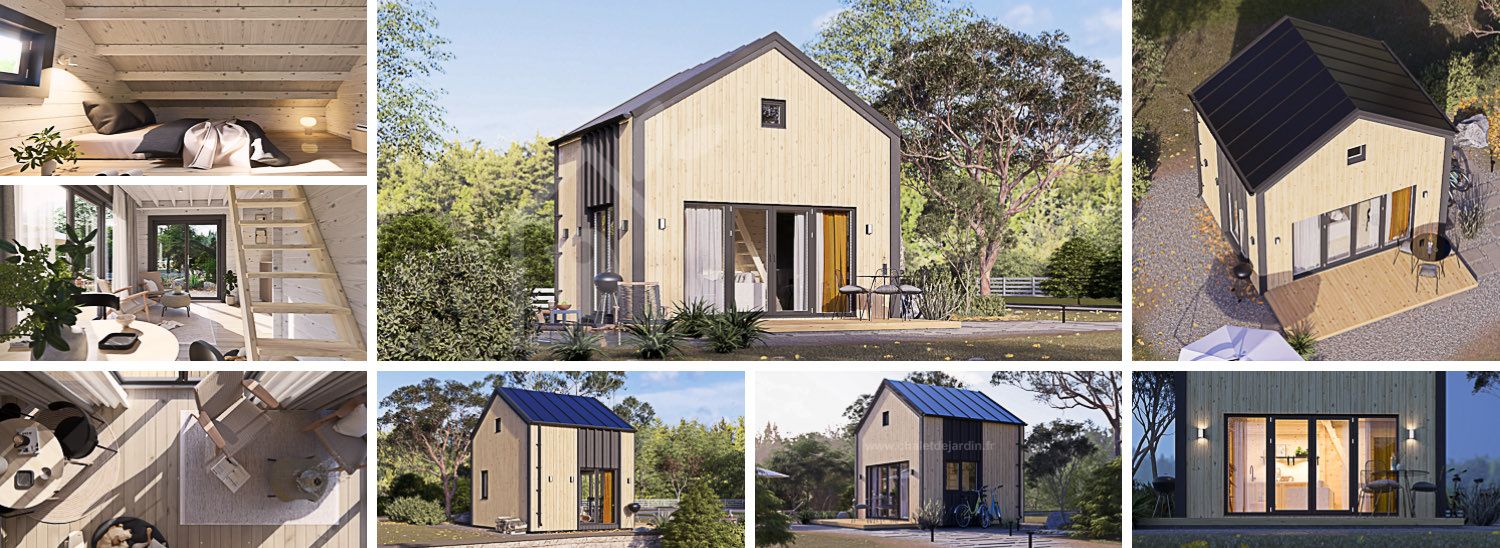 Chalet en bois habitable SARA RV (Isolé, RE2020) 20 m² visualization 1