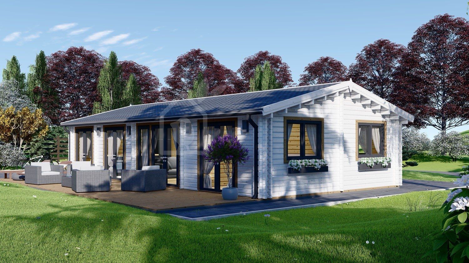 Chalet en bois AGNES S (Isolé, 44+44 mm), 75 m² visualization 1