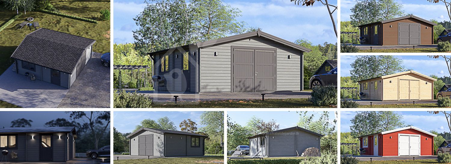Garage en bois CLASSIC (44 mm), 6x6 m, 36 m² visualization 1
