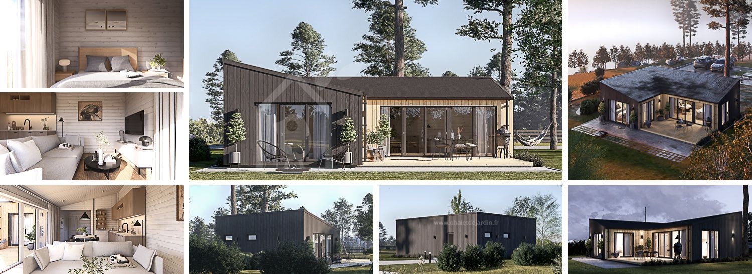 Chalet en bois en kit GINNY (34 mm + bardage), 49 m² visualization 1