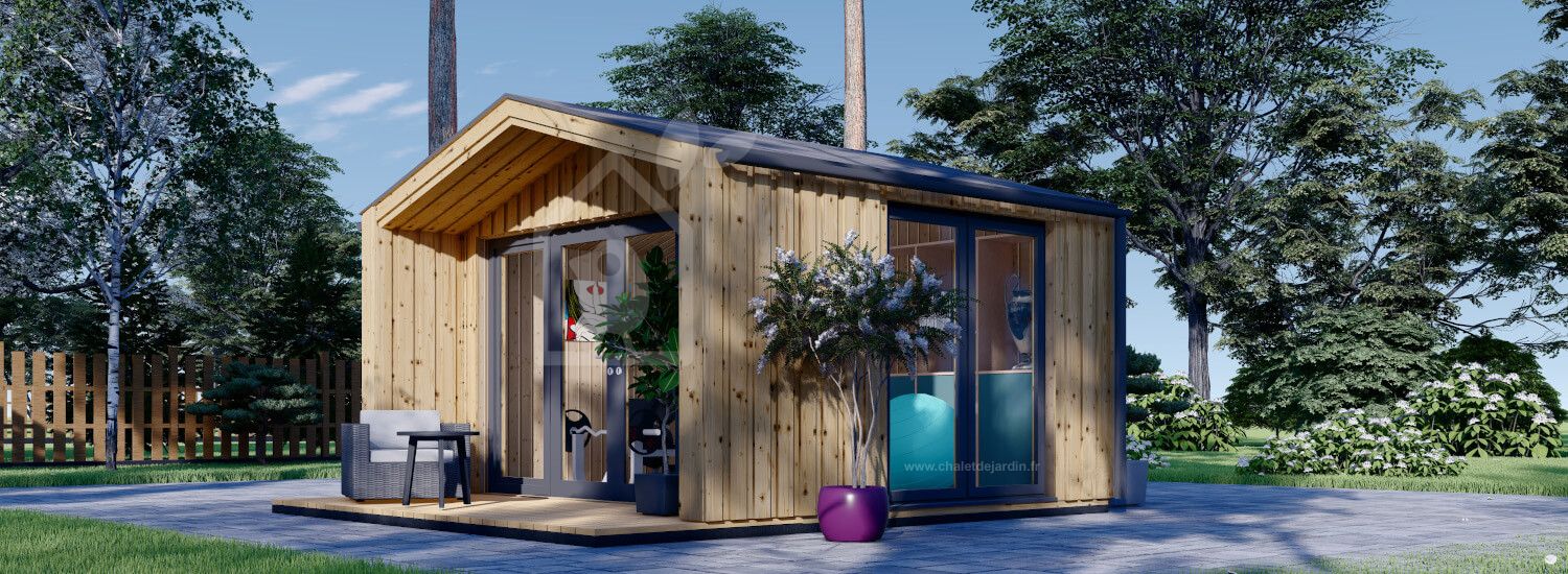 Abri de jardin en bois PIA (ossature en bois), 4x3 m, 12 m² visualization 1