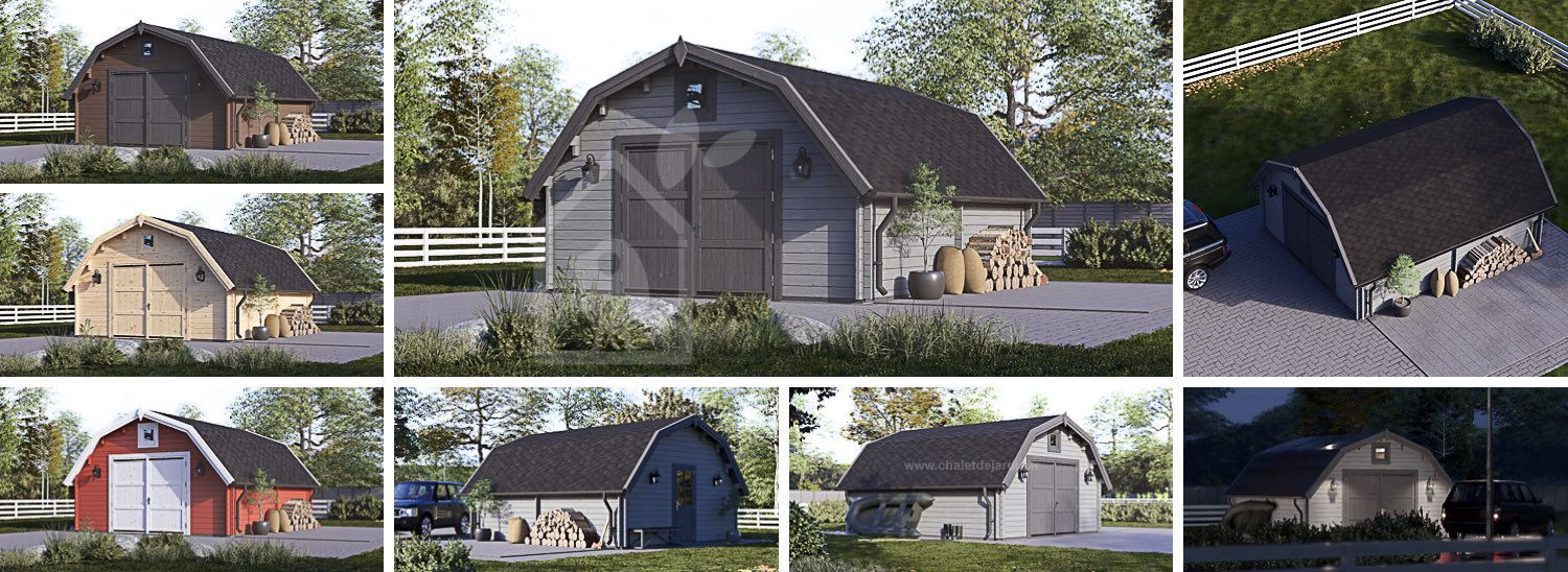 Garage en bois BARN (44 mm), 5x6 m, 30 m² visualization 1